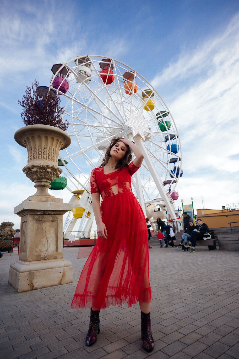 Vestido de fiesta de tul rojo