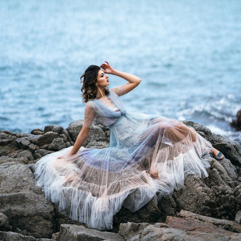 vestido de tul multicolores novia y fiesta tunica de tul