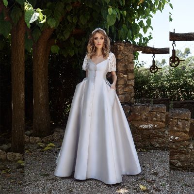 vestido novias gris perla con manga