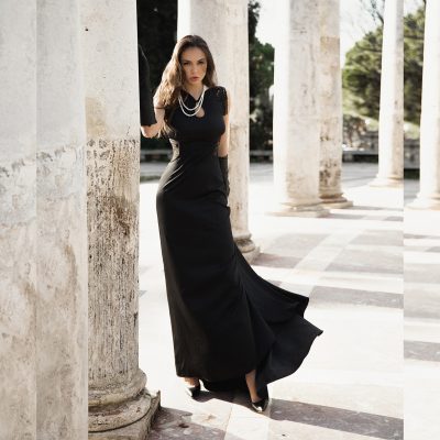 Vestido de fiesta negro largo