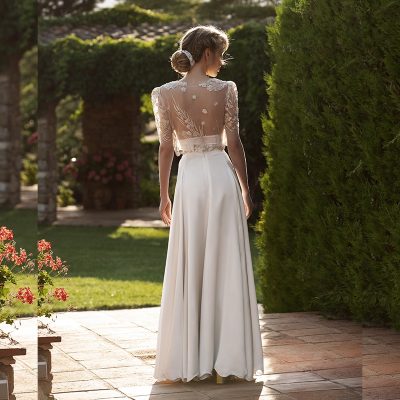 top de encaje y falda saten novia o fiesta
