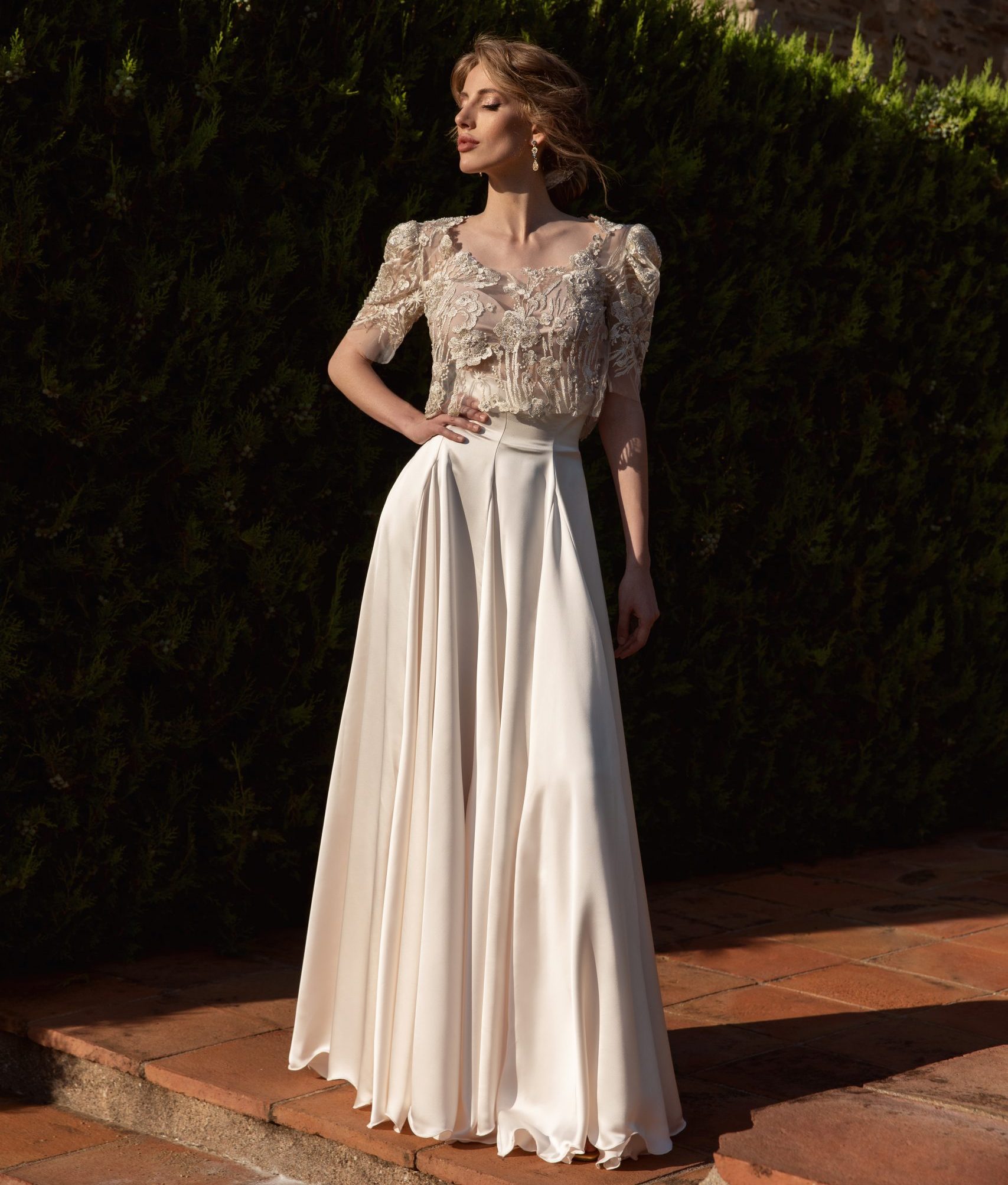 falda y top de novia boho chic