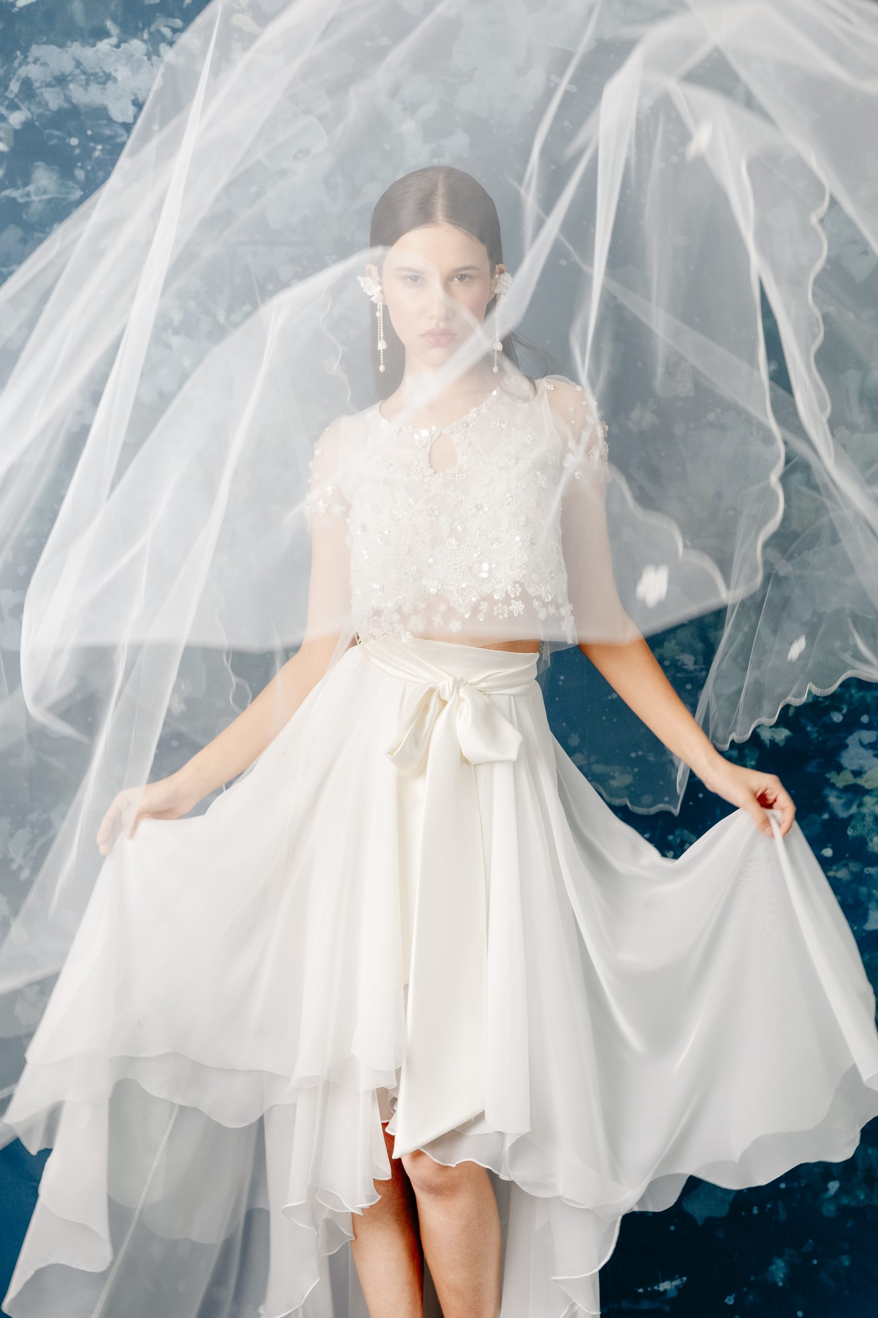 vestido de novia romántico de tul y chifon